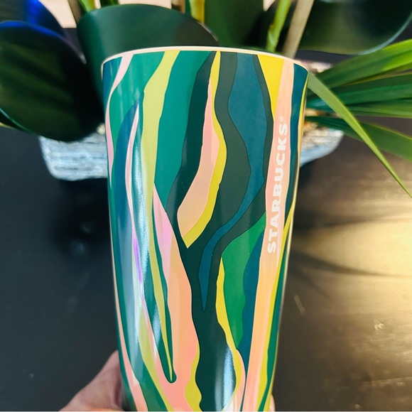 Starbucks Pink Luster Ceramic Tumbler Siren Waves Hot Reusable Travel Cup New - Picture 12 of 16